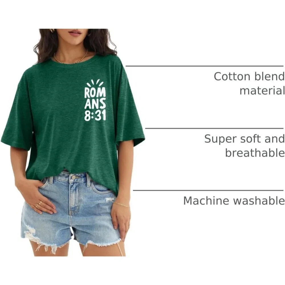 Christian Women's Oversized T Shirt Faith Bible Verse Religious Casual - Picture 4 of 6